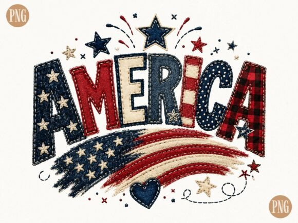 America Retro Flag Patchwork Patriotic P: A Vintage Design Asset