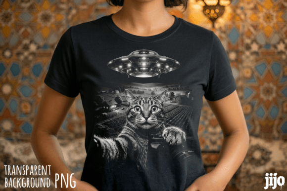Cat Ufo Alien Farm PNG: Quirky Graphics for Out-of-This-World Merch