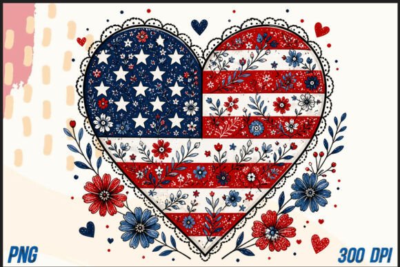 Celebrate Independence: Design with Heart Flag USA PNG