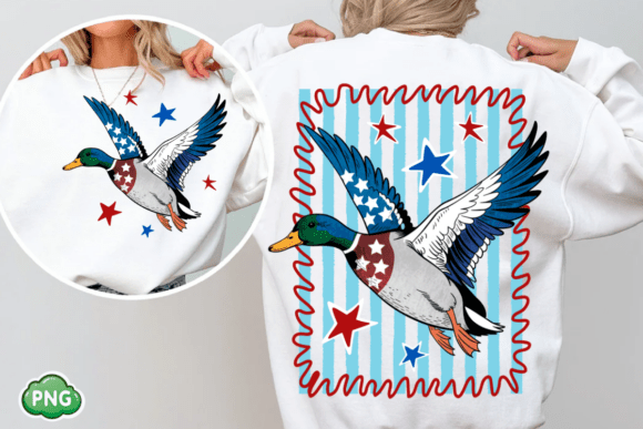 Celebrate with Quack-tastic Style: 4th of July Mallard Duck PNG