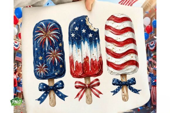 Patriotic Popsicle PNG: Vibrant 4th of July Design Assets