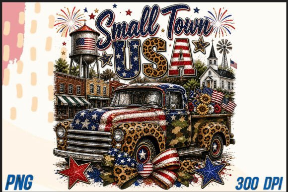 Small Town USA PNG 4th of July Sublimati