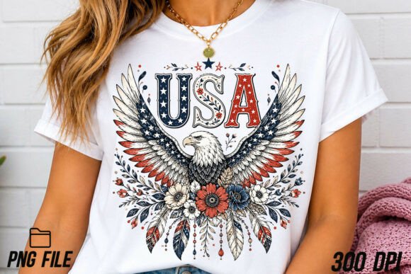 Stunning Boho Floral Eagle PNG for Patriotic Designs