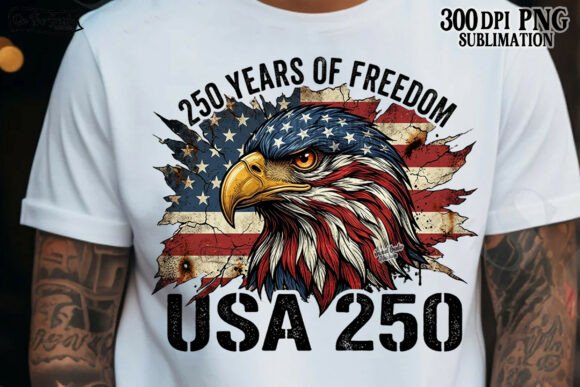 USA 250 Years Anniversary PNG Eagle: Bold Retro Patriotic Design
